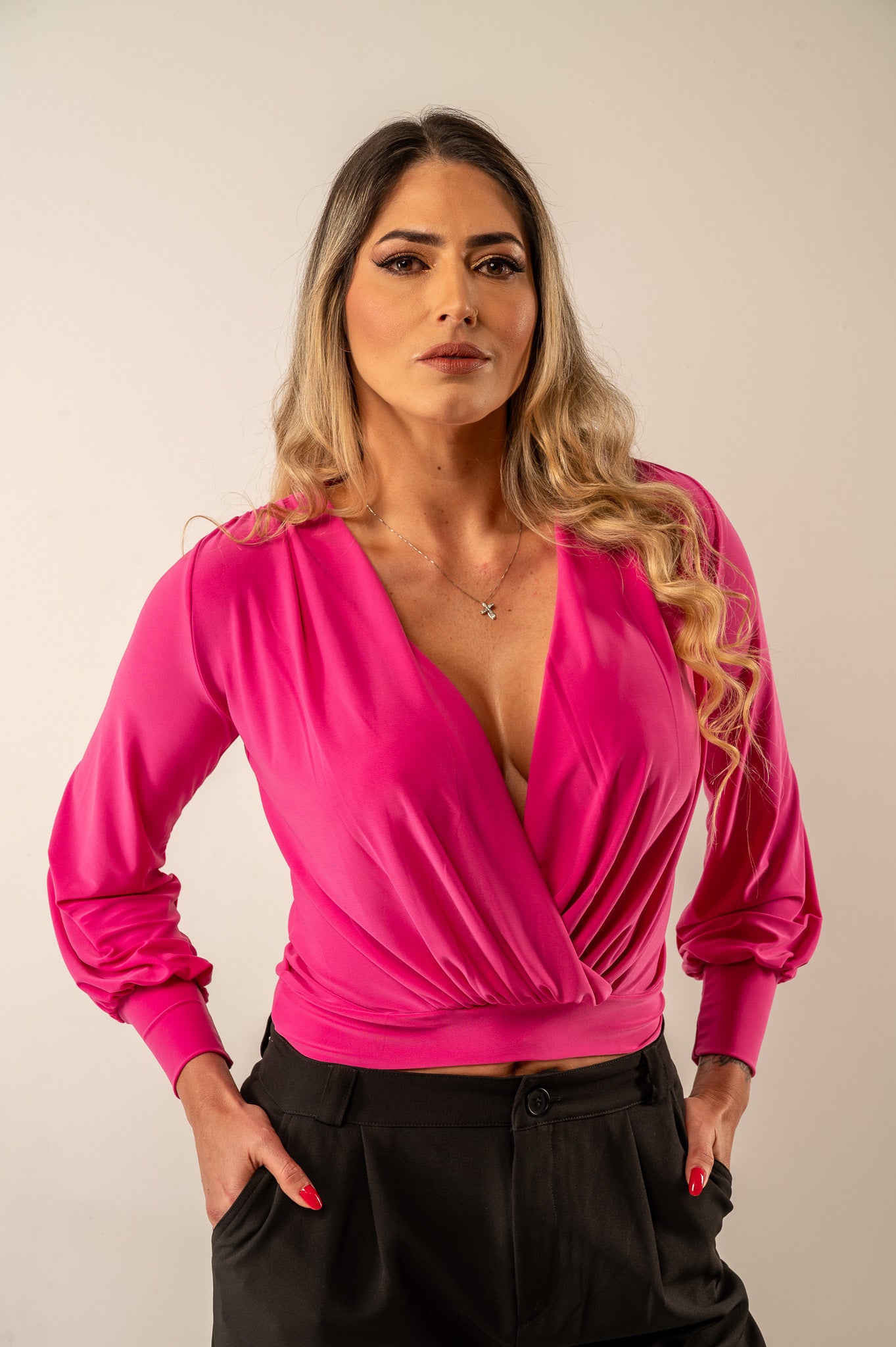 BLUSA CRUZADA MANGA LARGA